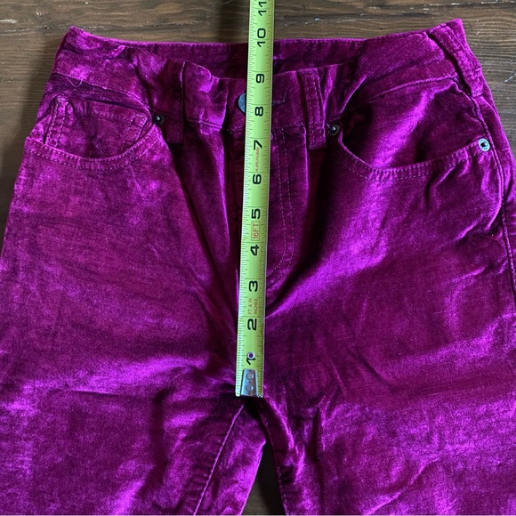 Free People Bright Magenta Cotton Blend Velvet Crop Flare Boho Pants Size 25 - Picture 13 of 14